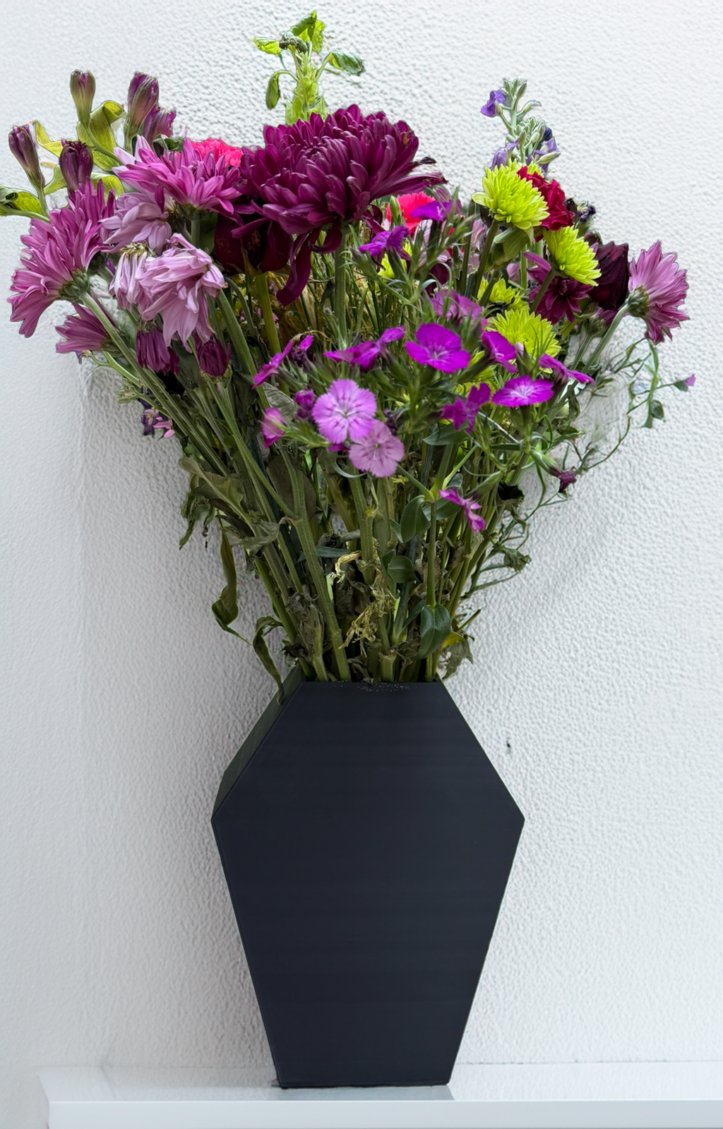 Black Coffin Shaped Flower Vase, Gothic Style Decorative Vase