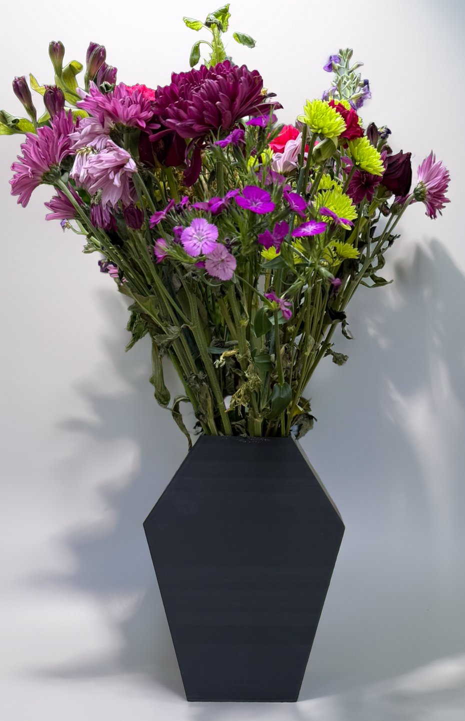 Black Coffin Shaped Flower Vase, Gothic Style Decorative Vase