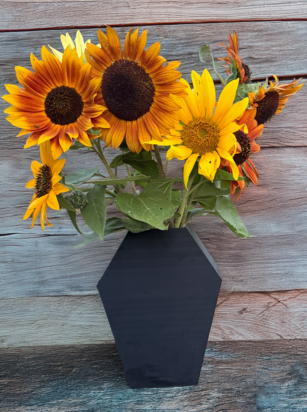 Black Coffin Shaped Flower Vase, Gothic Style Decorative Vase